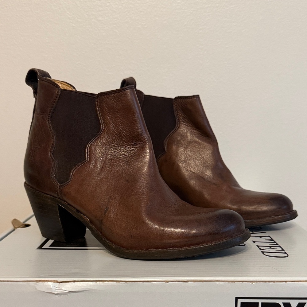 Frye Dark Brown Leather Ankle Booties